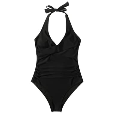 SUUKSESS Women Sexy Tummy Control One Piece Swimsuits Halter Push Up Monokini Bathing Suits (Black, S) - Image 6