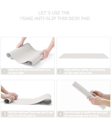 YSAGi Non-Slip Leather Desk Pad L Size, Waterproof Laptop Computer Desk Keyboard Mat, Table Protector Blotter Mat, Large Mouse Pad for Office/Work/Home/Decor(Apricot Gray, 35.4" x 17") - Image 6