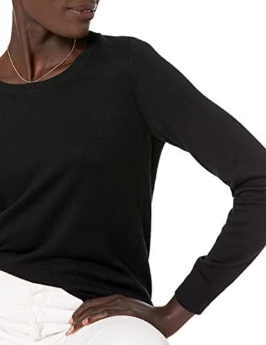 Amazon Essentials Women's Long-Sleeve Lightweight Crewneck Sweater (Available in Plus Size), Black, Small - Image 4