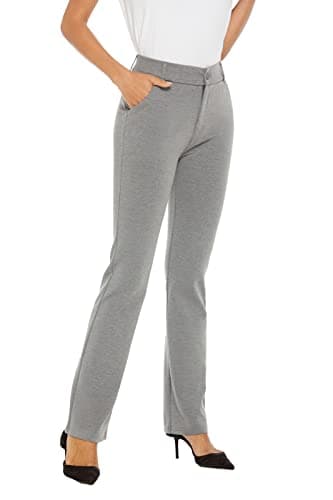 iChosy Women's Ease into Comfort Barely Bootcut Stretch Dress Pants Grey 6 Short - Image 4