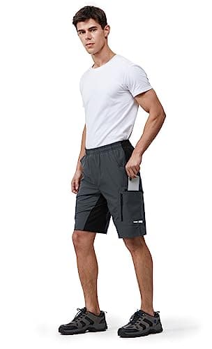 Ally Men's Mountain Bike Shorts 4D Padded Lightweight Loose-fit with Zipper Pockets for Biking Cycling Bicycle Riding Biker (Attached-pad DK Grey, X-Large) - Image 9