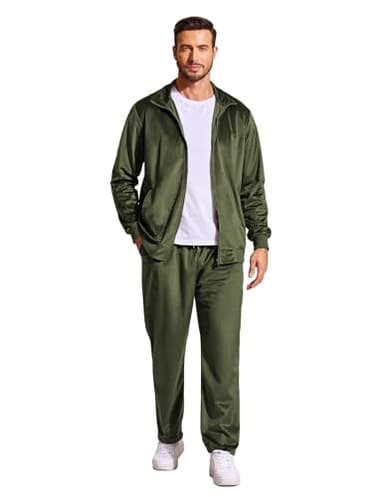 COOFANDY Track Suits 2 Piece Velvet Sweatsuits Long Sleeve Jacket and Pants Sets Zipper Party Outfits for Men - Image 2