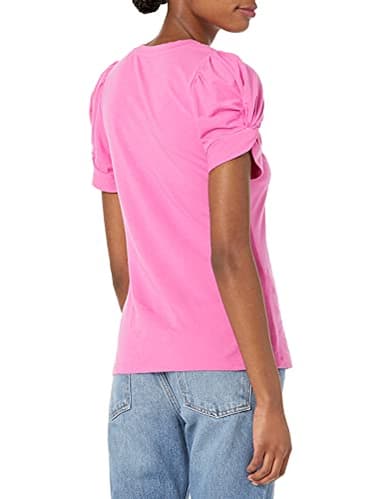 Amazon Essentials Women's Regular-Fit Twist Sleeve Crewneck T-Shirt, Bright Pink, Small - Image 2
