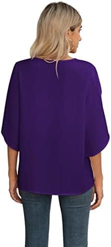 Jouica Women's Fall Casual 3/4 Ruffled Sleeve Chiffon Blouse Tops for Women - Image 7