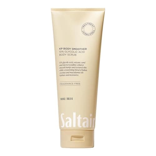 Saltair KP Body Scrub. 10% Glycolic Acid Treatment with Volcanic Sand and Plant Moisturizers. Fragrance-Free Physical Chemical Exfoliator. Exfoliating Body Scrubber for Rough Bumpy Skin, 10oz. - Image 1