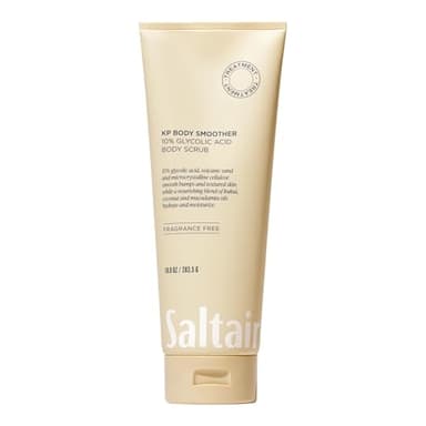 Saltair KP Body Scrub. 10% Glycolic Acid Treatment with Volcanic Sand and Plant Moisturizers. Fragrance-Free Physical Chemical Exfoliator. Exfoliating Body Scrubber for Rough Bumpy Skin, 10oz. - Image 1