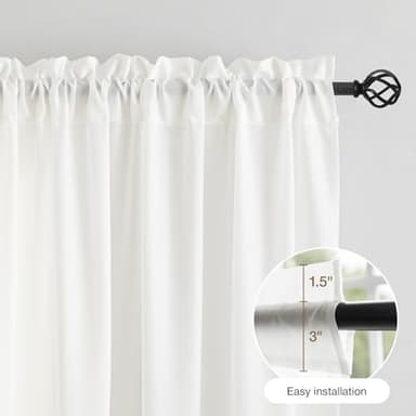 Anmao Non-See-Through Off White Privacy Semi Sheer Curtains for Living Room 84 Inch Length 2 Panels Set, Light Filtering That Let Light in Rod Pocket Window Drapes for Bedroom, 52W x 84L, Ivory White - Image 7