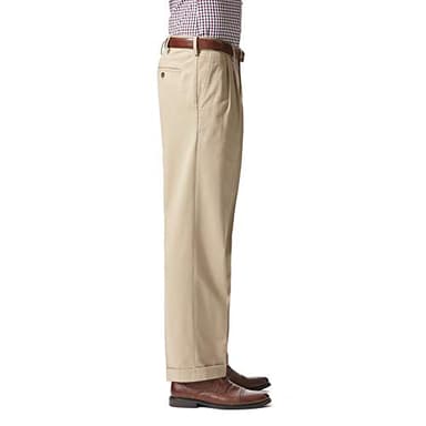 Dockers Men's Relaxed Fit Comfort Pants-Pleated, British Khaki, 40W x 32L - Image 2