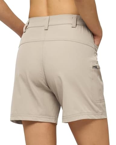 Willit Women's Shorts Hiking Cargo Golf Shorts Outdoor Summer Stretch Shorts with Pockets Water Resistant Khaki S - Image 2