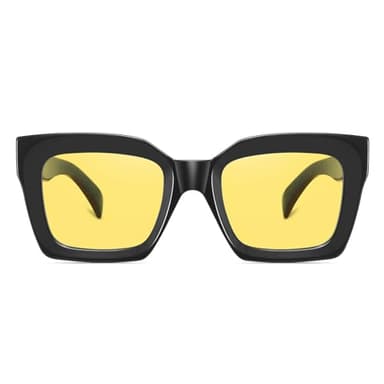 Fozono Narrow Square Sunglasses for Women Trendy Classic Retro Sunnies Small Faces FZN820 Black/Night Vision - Image 5