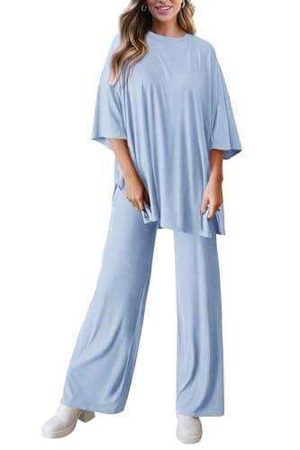 PRETTYGARDEN Two Piece Sets For Women Summer Fashion Lounge Matching Set 2025 Travel Vacation Airport Outfits Clothing (Light Blue,X-Small) - Image 5