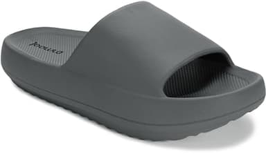 Joomra Pillow Slippers for Women With Arch Support Mens Rubber Foam House Rubber Bath Bathroom Home Platform Orthopedic Sandals Cloud Cushion Slides for Female Male Sandles Deep Grey 39-40 - Image 1