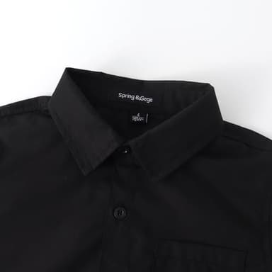 Spring&Gege Boys' Long Sleeve Dress Shirts Formal Uniform Poplin Solid, Black, U.S.Size 14 - Image 3