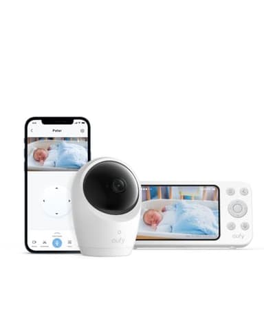 eufy Security Baby Monitor E20 with 2K HD Camera, 5'' 720p Display, Hybrid Wi-Fi & No Wi-Fi Connection, Pan-Tilt, 4X Zoom, Portable Camera with Built-in Battery, 24/7 Recording in App, ANR - Image 1