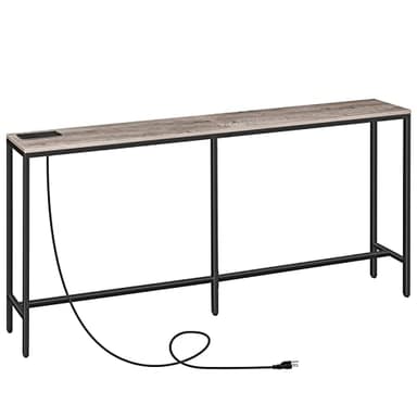 MAHANCRIS 70.9'' Console Table with Power Outlet, Narrow Sofa Table, Industrial Entryway Table with USB Ports, Behind Couch for Entryway, Hallway, Foyer, Living Room, Greige CTHG18E01Z1 - Image 1