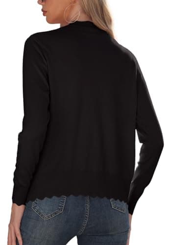 GRECERELLE Women's Long Sleeve V-Neck Button Down Cardigan Knit Shrugs Sweaters(Black, Medium) - Image 4