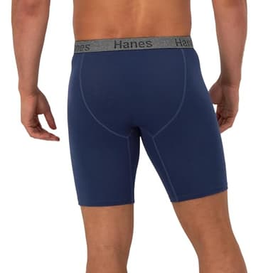 Hanes Mens 3-pack Comfort Flex Fit Ultra Soft Stretch Brief, Available In Regular And Long Leg Boxer, Gray/Blue- Long Leg - 3 Pack, Large US - Image 3