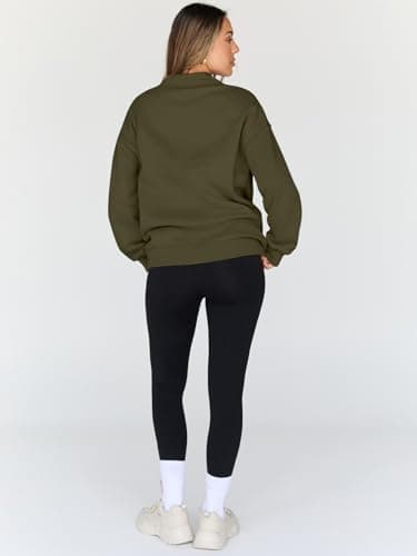 Trendy Queen Womens Oversized Sweatshirts Turtleneck Pullover Long Sleeve Hoodies Tops Fall Fashion Outfits 2024 Clothes ArmyGreen L - Image 4