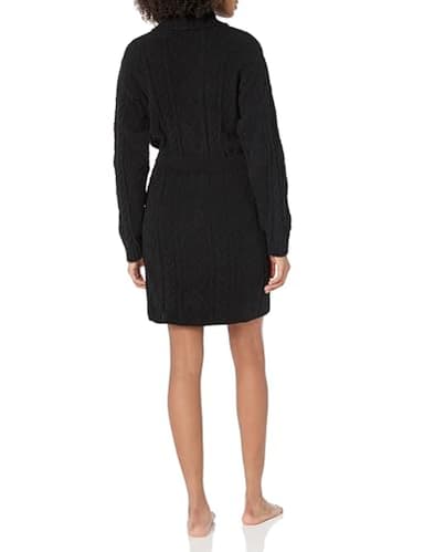 PJ Salvage Women's Loungewear Cable Knit Robe, Black, L - Image 2