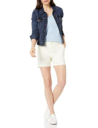 Amazon Essentials Women's Mid-Rise Slim-Fit 5 Inch Inseam Khaki Short (Available in Straight and Curvy Fits), Cream, 6 - Image 4