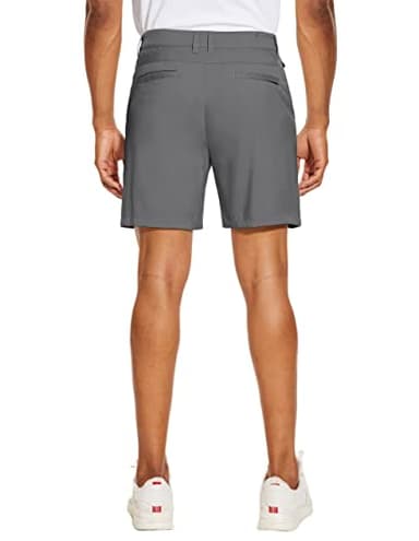 PULI Mens Golf Dress Shorts 7 Inch Inseam Business Casual Stretch Work Hiking Quick Dry Lightweight with Pockets Grey 32 - Image 3