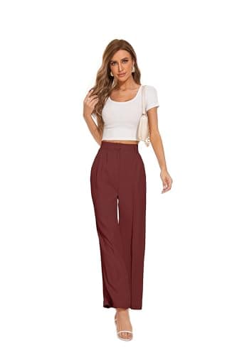 FUNYYZO Women's Wide Leg Pants High Elastic Waisted in The Back Business Work Trousers Long Straight Suit Pants - Image 2