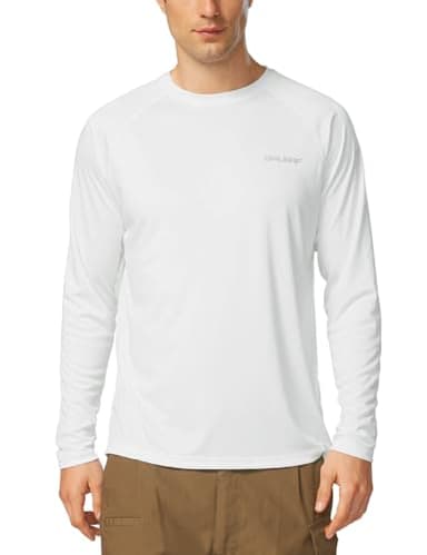 baleaf Men's Sun Protection Shirts UV SPF T-Shirts UPF 50+ Long Sleeve Rash Guard Fishing Running Quick Dry White Size L - Image 6