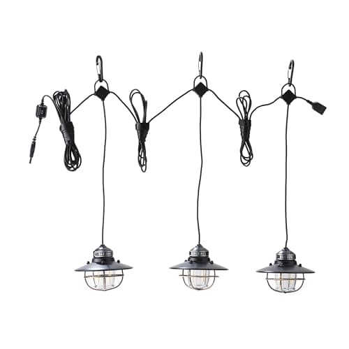 Barebones Edison Pendant String Lights - Antique Bronze, 3 Edison-Style LED Bulbs with 10-Foot Cord, Energy-Efficient Outdoor Lanterns for Patio, Garden, or Indoor Decor - Image 1