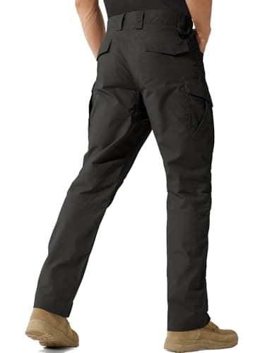 FREE SOLDIER Men's Water Resistant Pants Relaxed Fit Tactical Cargo Work Pants with Multi Pocket (Black 34W/34L) - Image 3