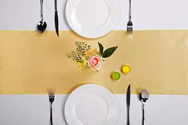 5-Pack Satin Table Runner Light Gold 12 x 108 inches Long, Table Runners for Wedding, Birthday Parties, Banquets Decorations(5 Pack, 12x108 Inch, Light Gold) - Image 2