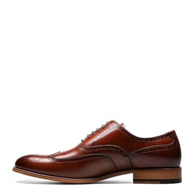 STACY ADAMS mens Dunbar - Wingtip Oxford, Cognac, 10.5 US - Image 5