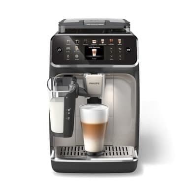 PHILIPS 5500 Series Fully Automatic Espresso Machine - LatteGo Milk System, Integrated Grinder, 20 Hot & Iced Coffee Pre-Sets, Quick Start, SilentBrew, 15-Bar Pressure, Black Chrome (EP5544/94) - Image 1