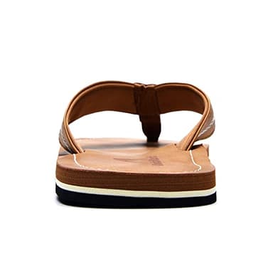 Quickshark Mens Flip Flops Leather Sandals Lightweight Beach Slippers Arch Support AKhaki Size 12 - Image 7
