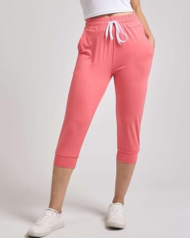 Real Essentials 3-Pack: Women's Ultra Soft Lounge Capri Joggers Sweatpants Athletic Yoga with Pockets(Available in Plus Size) - Set 5, S - Image 3