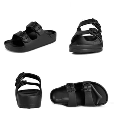 Pisumg Kids Slides Sandals Double Buckle Adjustable Boys Girls - Image 6