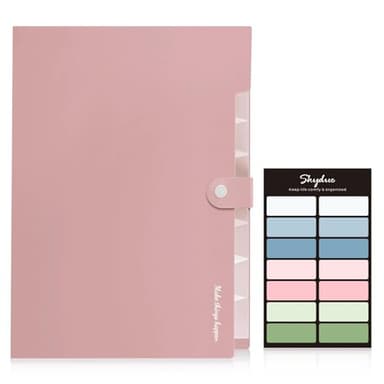 SKYDUE 8 Pockets Expanding File Folders, Accordion Folders, Portable Paper Bill Receipt Organizer, Letter Size, Home College School Office Supplies, Pink - Image 4