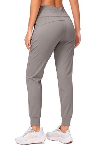 Women's Fleece Lined Joggers High Waisted Water Resistant Thermal Winter Sweatpants Running Hiking Pockets(Dusty Grey,M) - Image 3