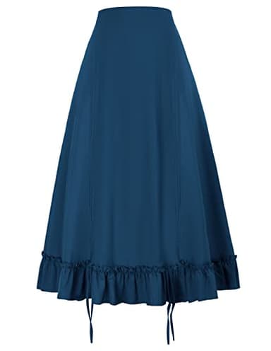 Scarlet Darkness Blue Skirt for Women High Waist Ruffle Skirt Renaissance Skirt Blue S - Image 6