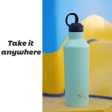 Insulated Water Bottle with Straw,17 OZ Double Wall Vacuum Stainless Steel Water Flask with 2 Lids,Forest Green - Image 6