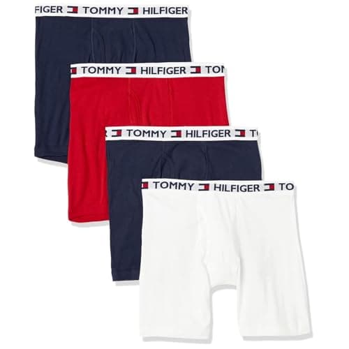 Tommy Hilfiger Mens Underwear 4 Pack Boxer Briefs, Black/Red/Navy/White, X-Large US - Image 1