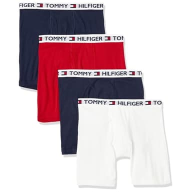 Tommy Hilfiger Mens Underwear 4 Pack Boxer Briefs, Black/Red/Navy/White, X-Large US - Image 1