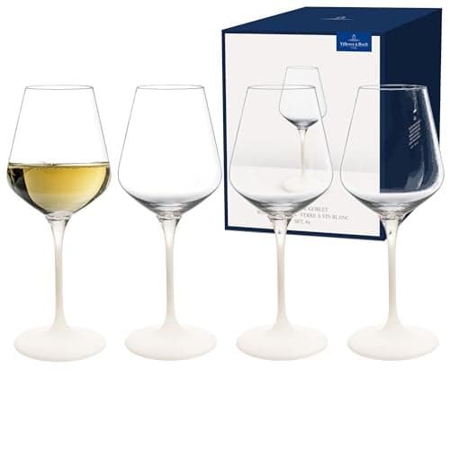 Villeroy & Boch - Manufacture Rock Blanc White Wine Goblet Set, 4 pcs. Set of Drinking Glasses, 13.75 oz, Crystal Glass, Matte White Slate Look - Image 1