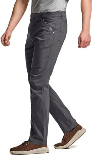 CQR Men's Vent Stretch Pants, Quick Dry Lightweight Casual Cargo Pants, Water Resistant Straight-Fit Utility Work Pants, Sedona Urban Pants Charcoal, 34W x 30L - Image 1
