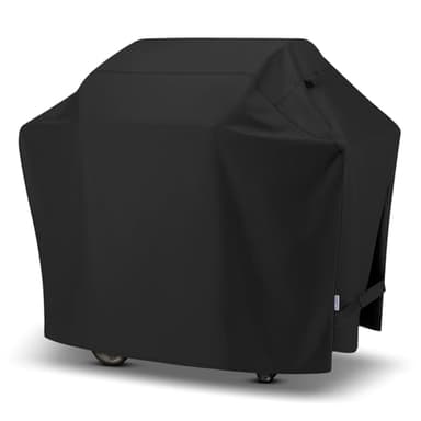 SunPatio Grill Cover 55 Inch, Outdoor Heavy Duty Waterproof Barbecue Gas Cover, UV & Fade Resistant, All Weather Protection Compatible for Weber Charbroil Nexgrill Kenmore Grills and More, Black - Image 1