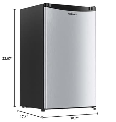 Upstreman 3.2 Cu.Ft Mini Fridge with Freezer, Single Door Mini Fridge, Dorm Fridge, Adjustable Thermostat, Mini Refrigerator for Dorm, Office, Bedroom, Stainless Steel-SR321 - Image 10