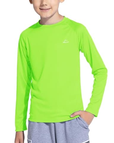 Willit Boy's UPF 50+ Sun Protection Shirt Long Sleeve Rash Guard Swim Shirts Youth SPF Fishing Quick Dry Shirt Fluorescent Green 5T - Image 6