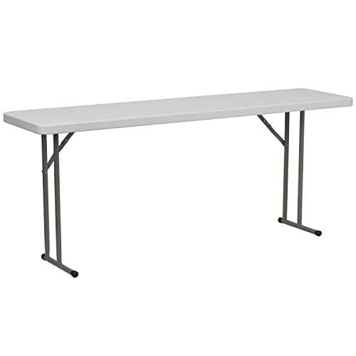 Flash Furniture Elon 6' Plastic Folding Training and Event Table, Rectangular Folding Training Table with 220-lb. Static Weight Capacity, White - Image 1