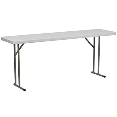 Flash Furniture Elon 6' Plastic Folding Training and Event Table, Rectangular Folding Training Table with 220-lb. Static Weight Capacity, White - Image 1