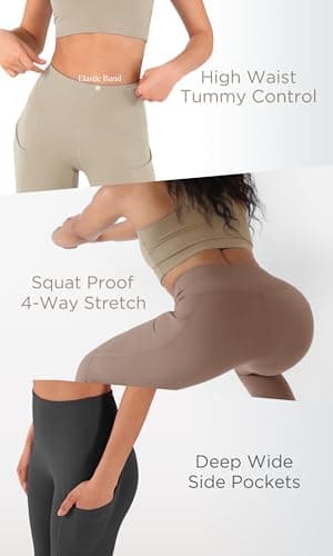 ODODOS Women's High Waisted Yoga Capris with Pockets,Tummy Control Non See Through Workout Sports Running Capri Leggings, Black,Medium - Image 5