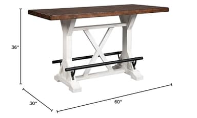 Signature Design by Ashley Valebeck Rustic Farmhouse 36" Counter Height Dining Table, Brown & White - Image 13